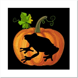 Frog in pumpkin Posters and Art